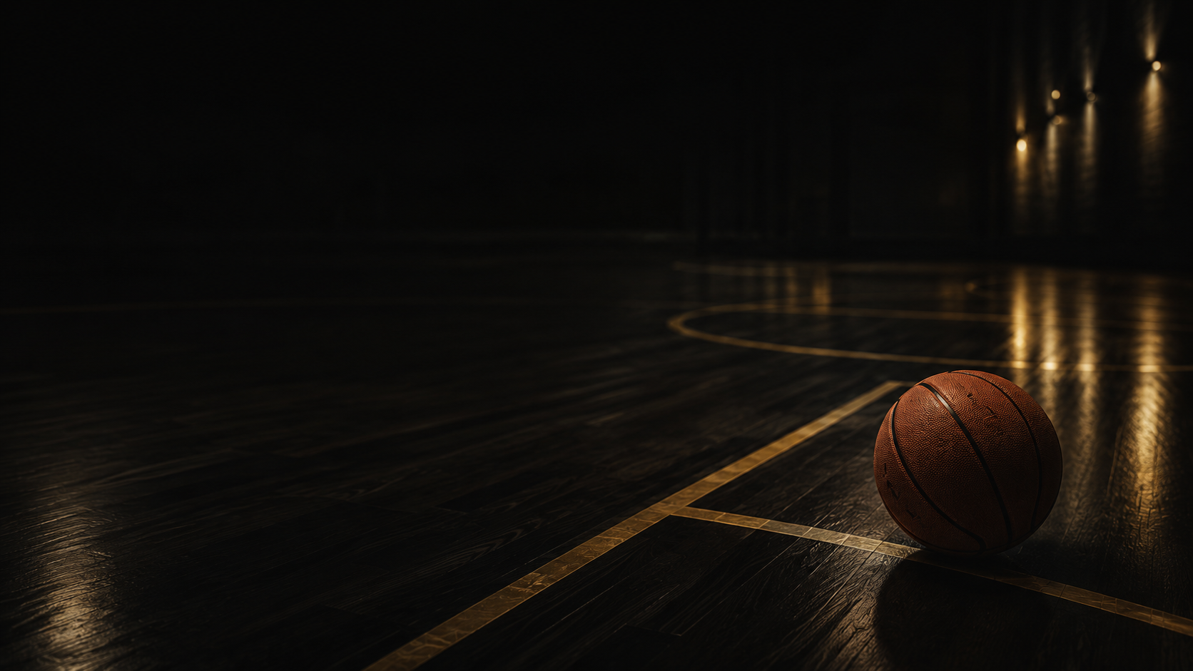 Basketball court with ball